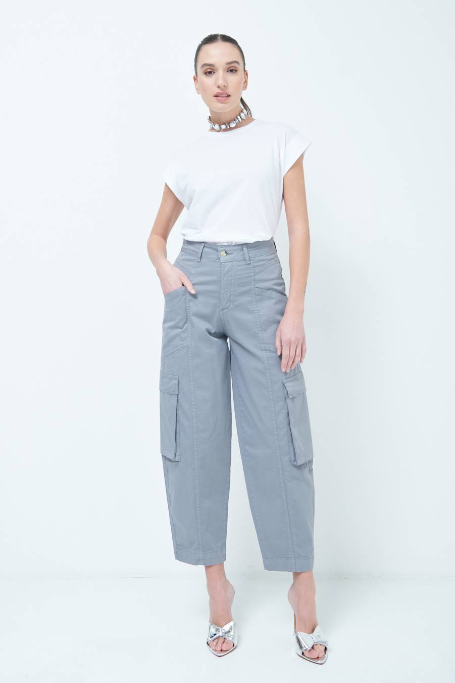 Kikisix PANTALONE TASCONI GRIGIO