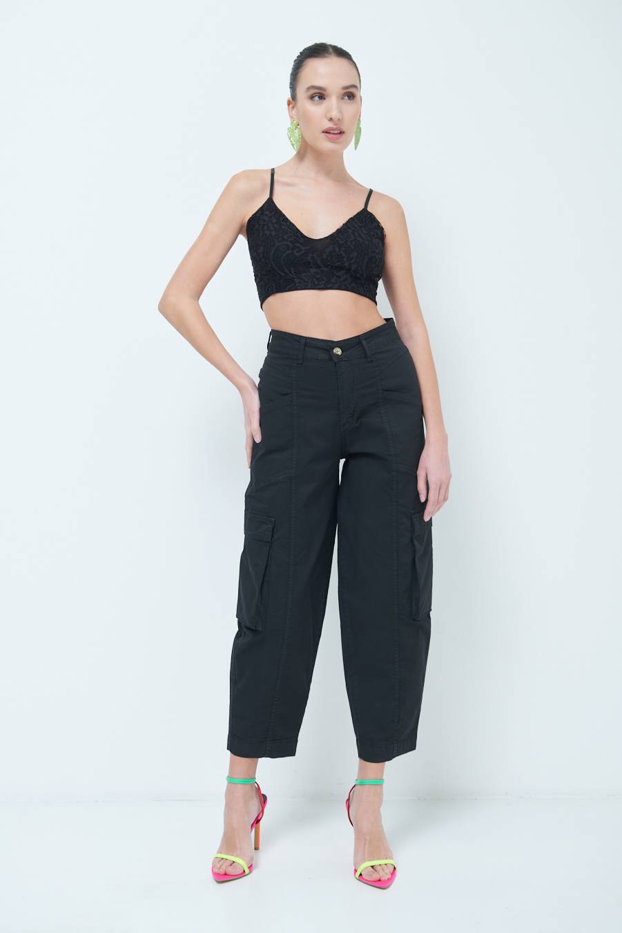 Kikisix PANTALONE TASCONI NERO