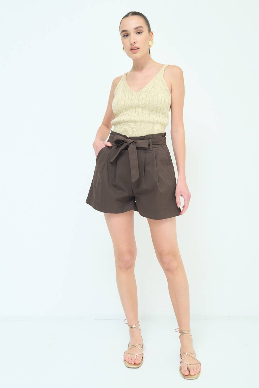 Kikisix SHORT CON CINTURA FASCIA MORO