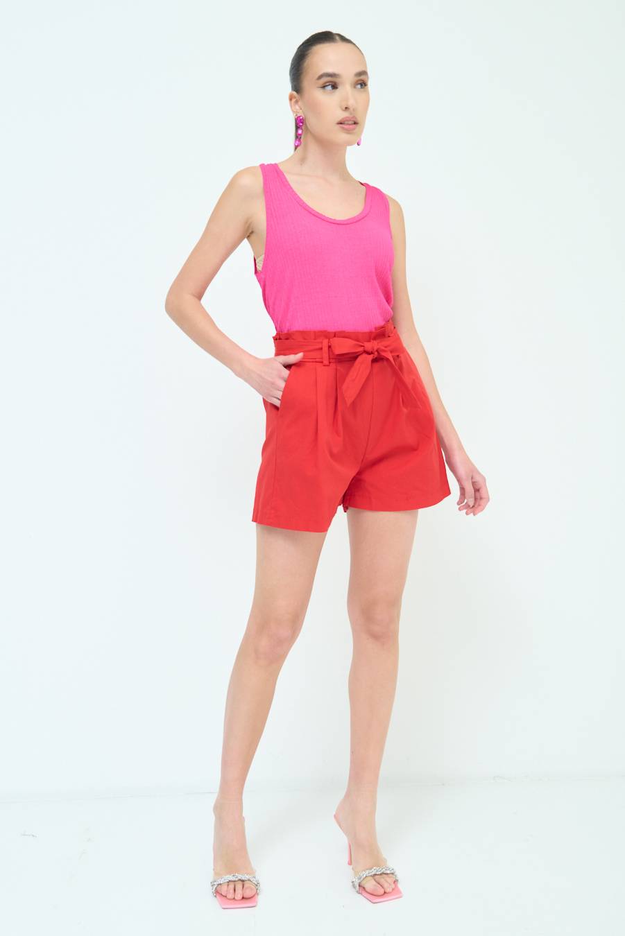 Kikisix SHORT CON CINTURA FASCIA ROSSO
