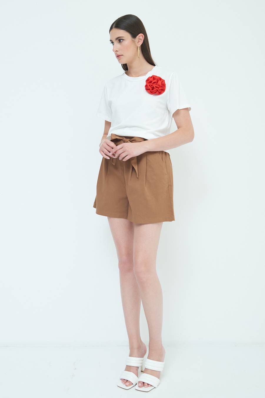 Kikisix SHORT CON CINTURA FASCIA TABACCO