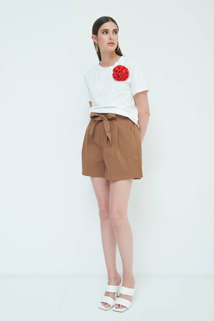 Kikisix SHORT CON CINTURA FASCIA TABACCO