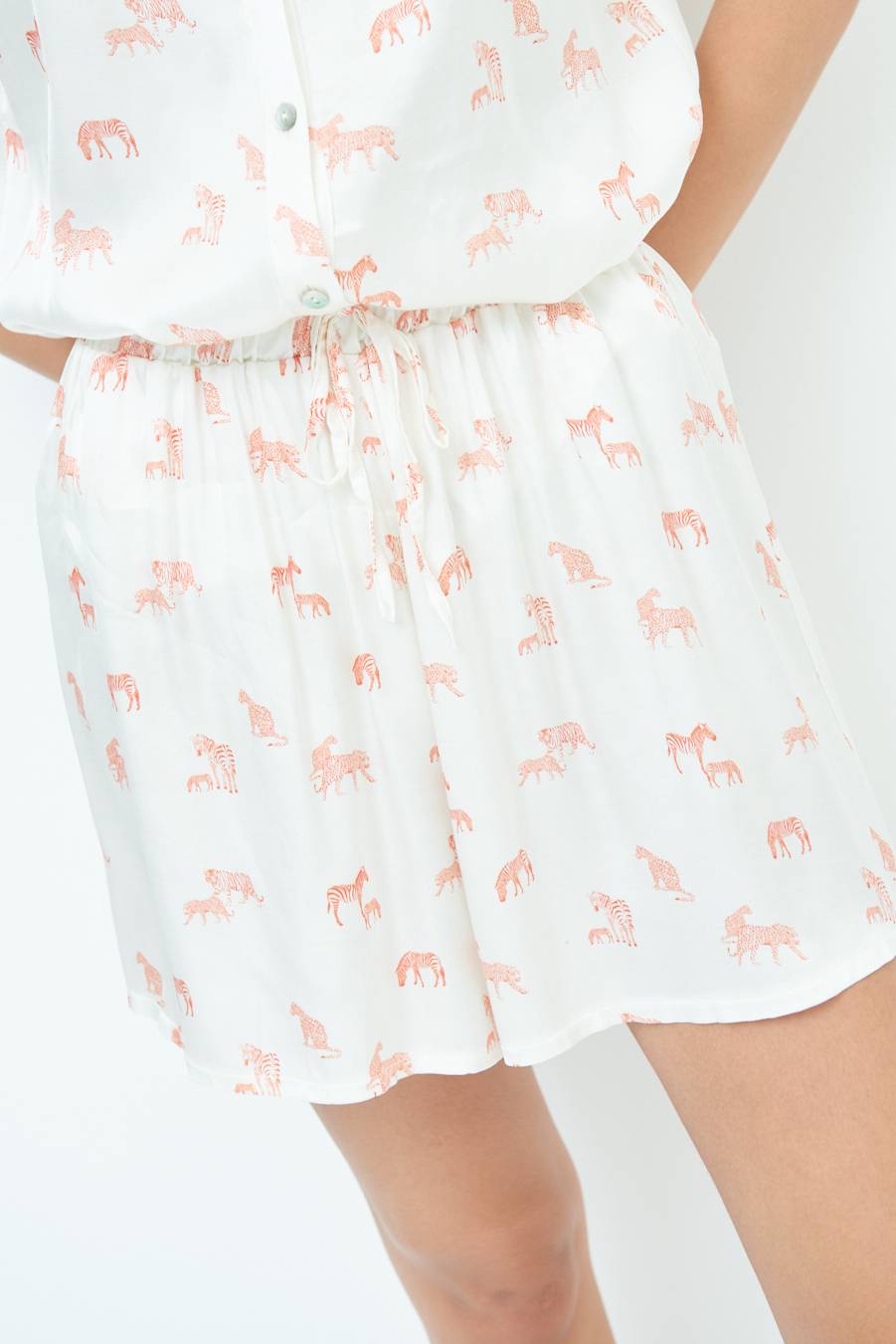 Kikisix SHORTS CON ELASTICO STAMPA ARANCIO