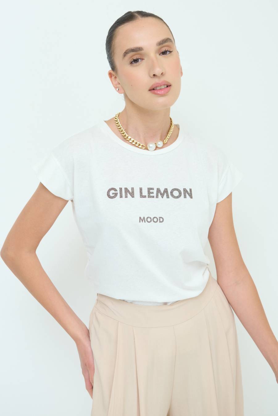 Kikisix T-SHIRT ''GIN LEMON'' CIOCCOLATO