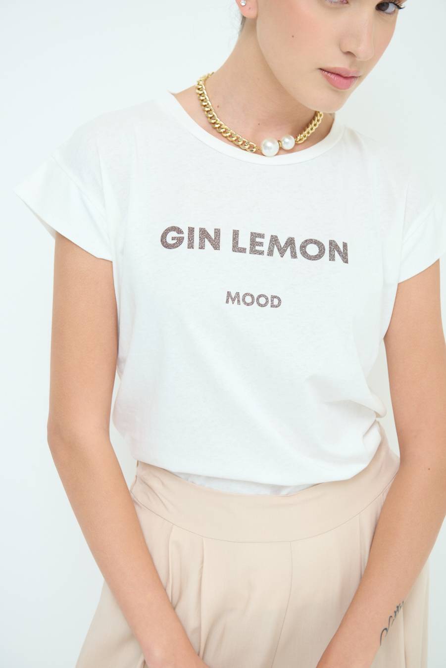Kikisix T-SHIRT ''GIN LEMON'' CIOCCOLATO
