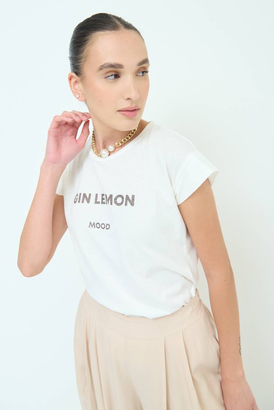 Kikisix T-SHIRT ''GIN LEMON'' CIOCCOLATO