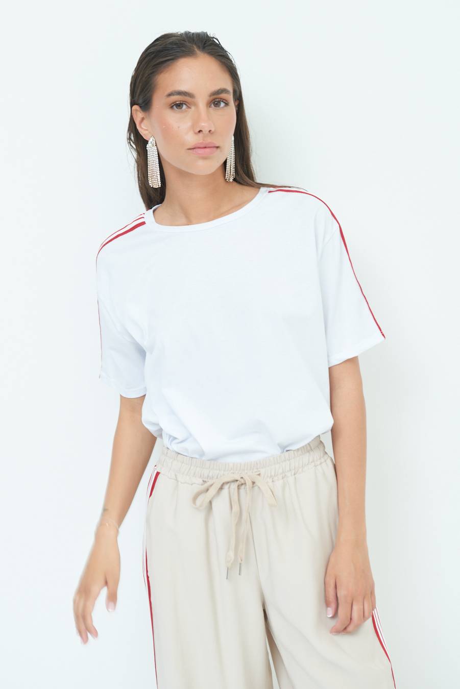 Kikisix T-SHIRT OVER CON COSTINA ROSSO