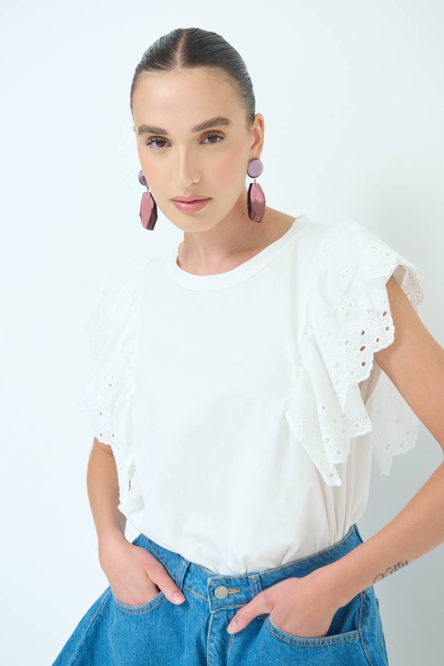 Kikisix T-SHIRT SANGALLO BIANCO