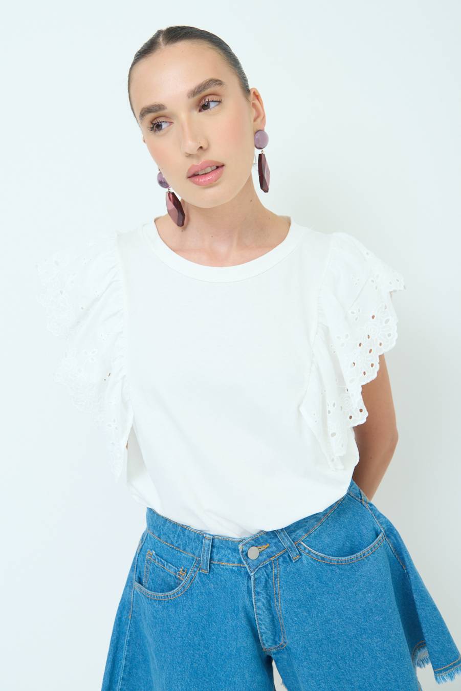 Kikisix T-SHIRT SANGALLO BIANCO