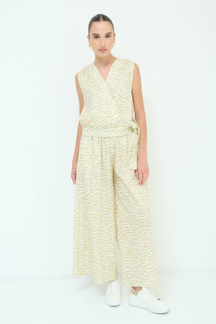 Kikisix TOP A ZEBRA NODO LATERALE BEIGE