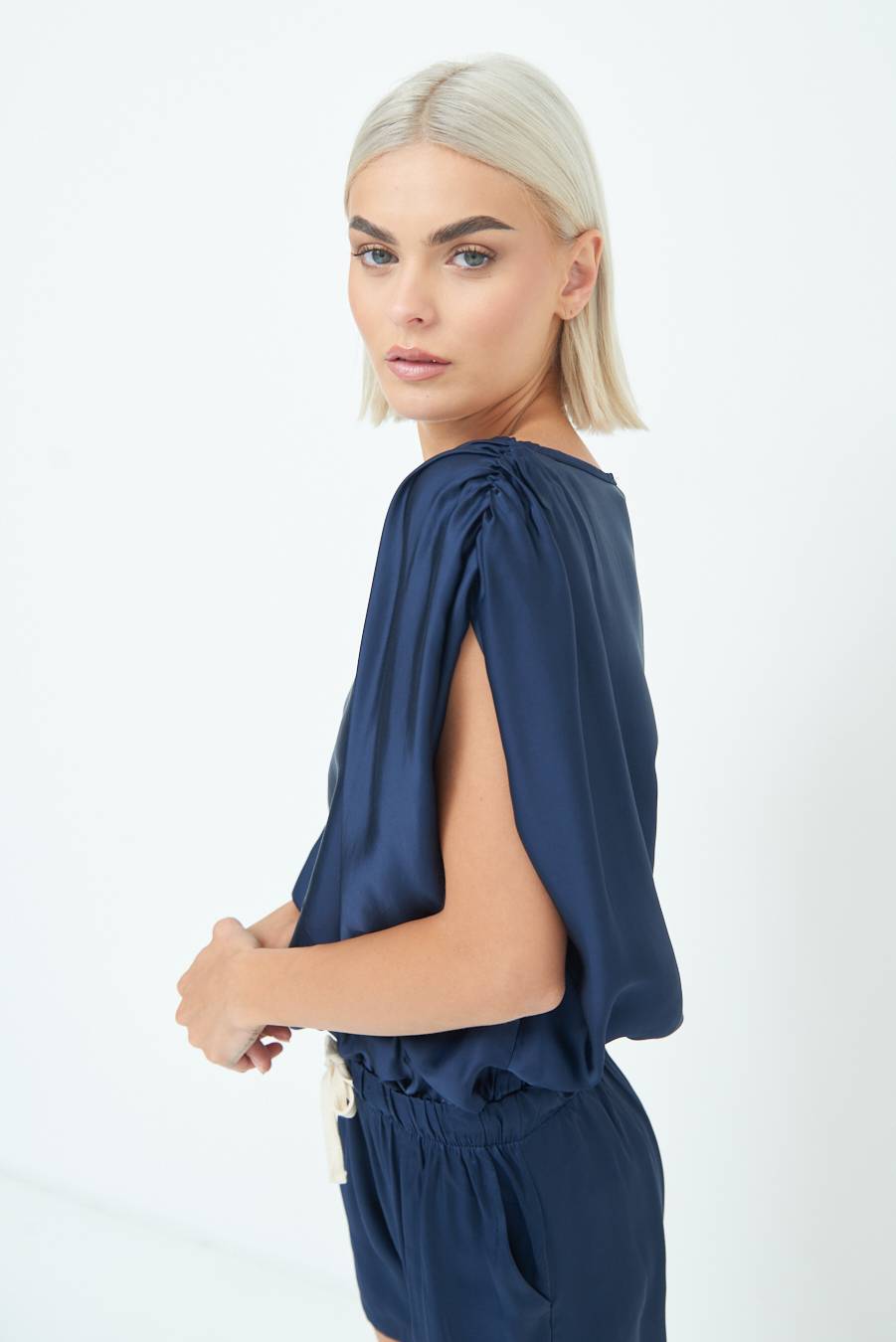 Kikisix TOP CON ELASTICO FONDO SCOLLO BALA BLU