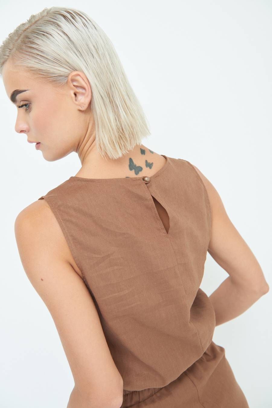 Kikisix TOP CORTO CON ELASTICO CIOCCOLATO