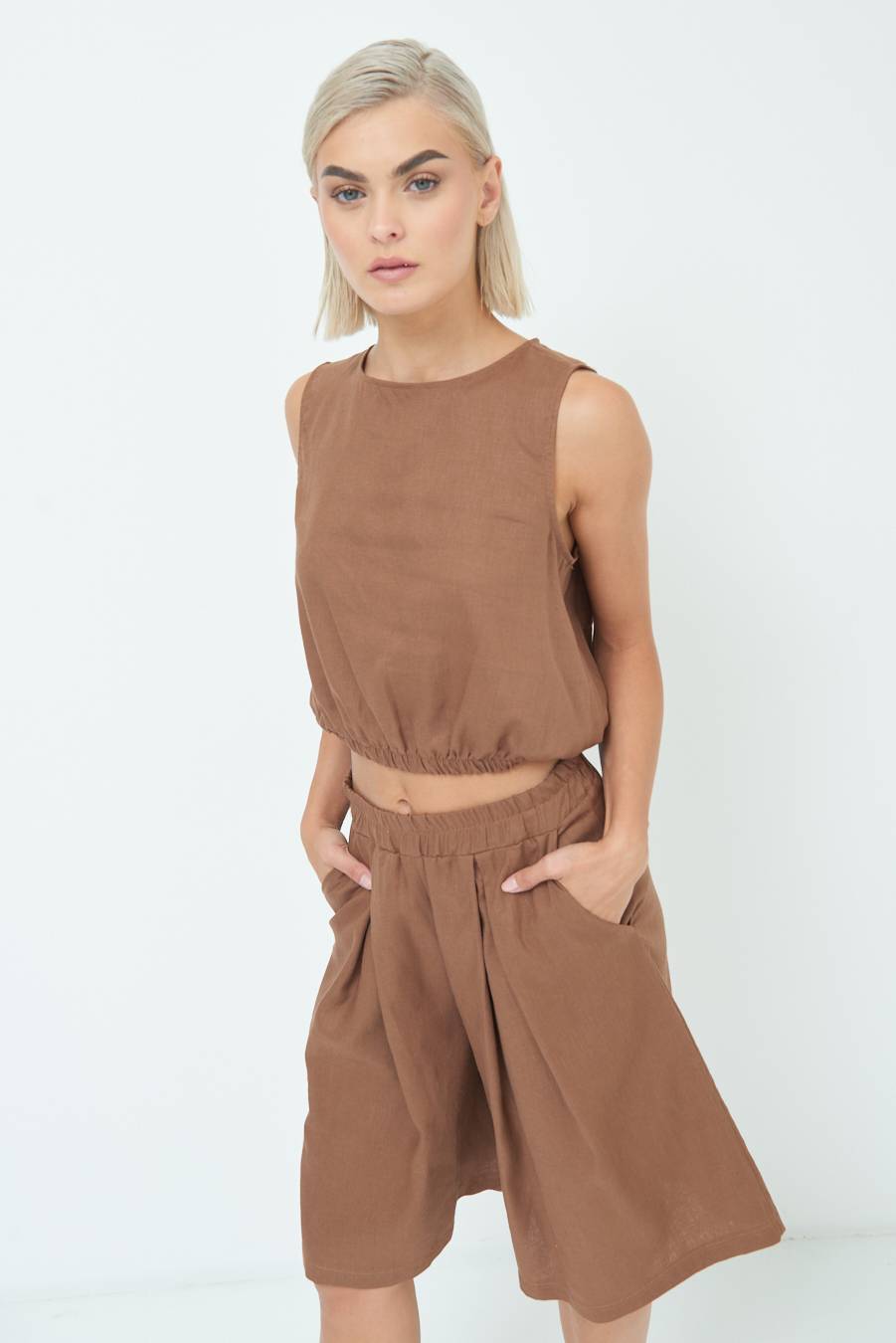 Kikisix TOP CORTO CON ELASTICO CIOCCOLATO