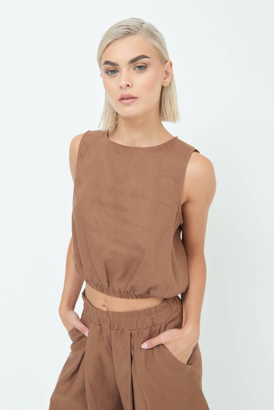 Kikisix TOP CORTO CON ELASTICO CIOCCOLATO