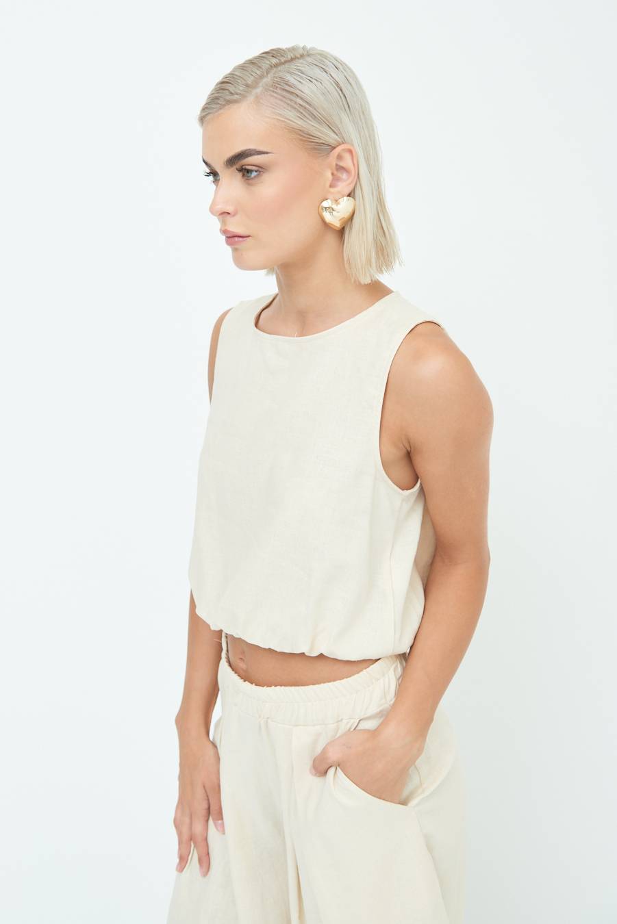 Kikisix TOP CORTO CON ELASTICO NATURALE