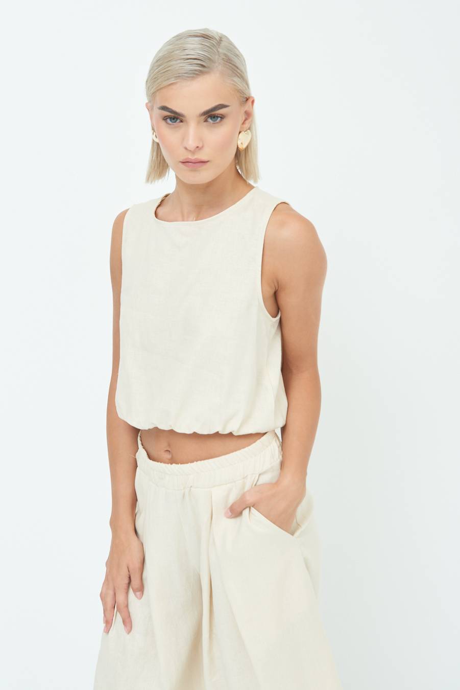 Kikisix TOP CORTO CON ELASTICO NATURALE