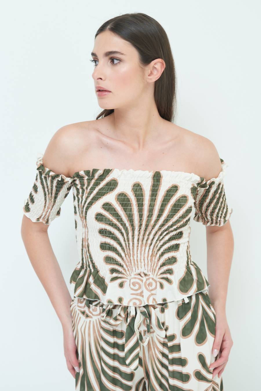 Kikisix TOP ETNICO VISCOSA MILITARE