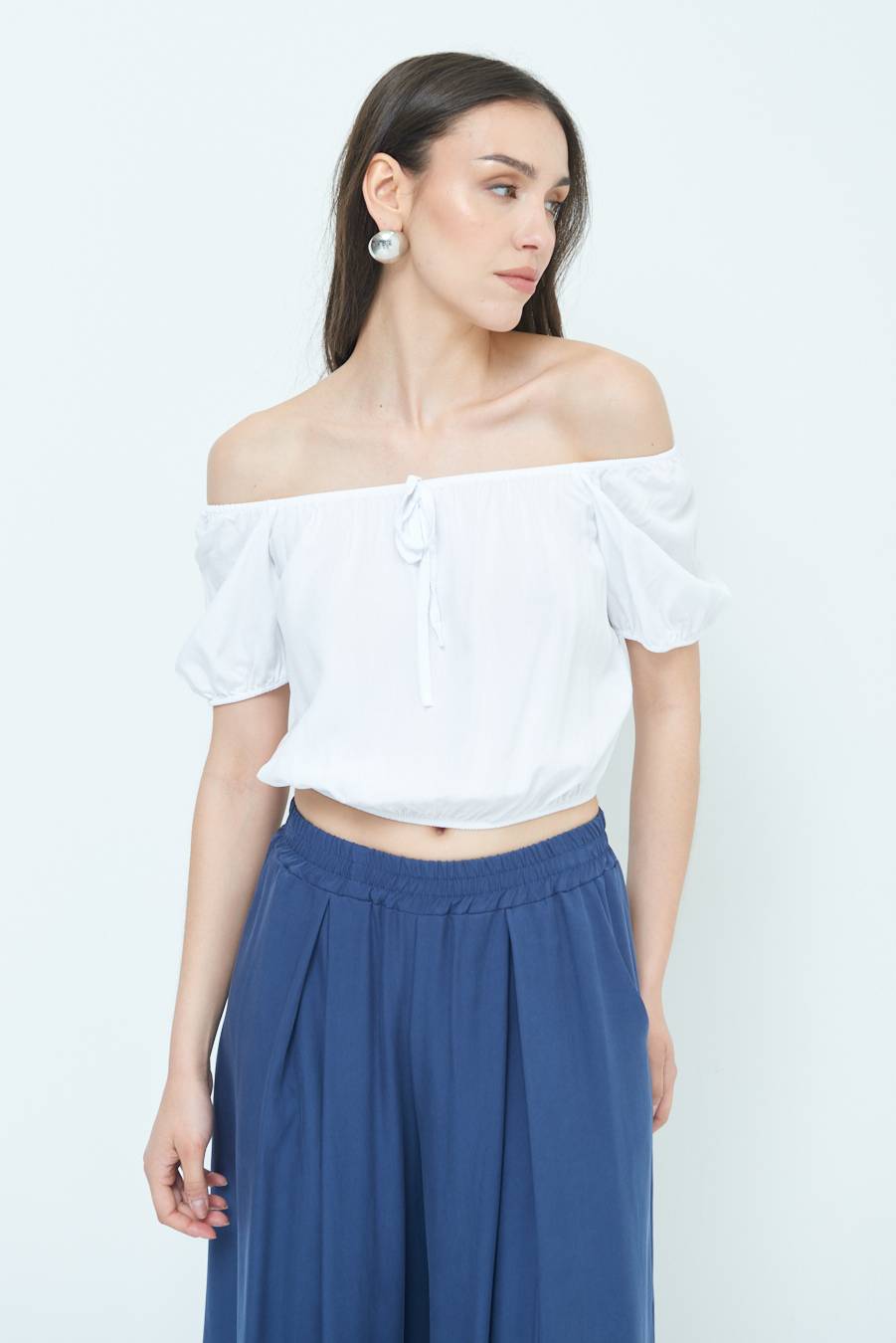 Kikisix TOP SCOLLO SCHIFFER BIANCO