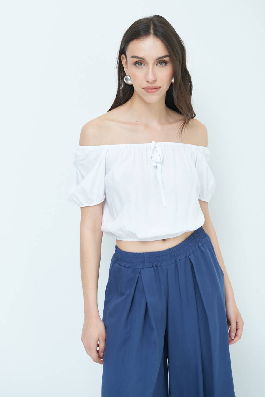 Kikisix TOP SCOLLO SCHIFFER BIANCO