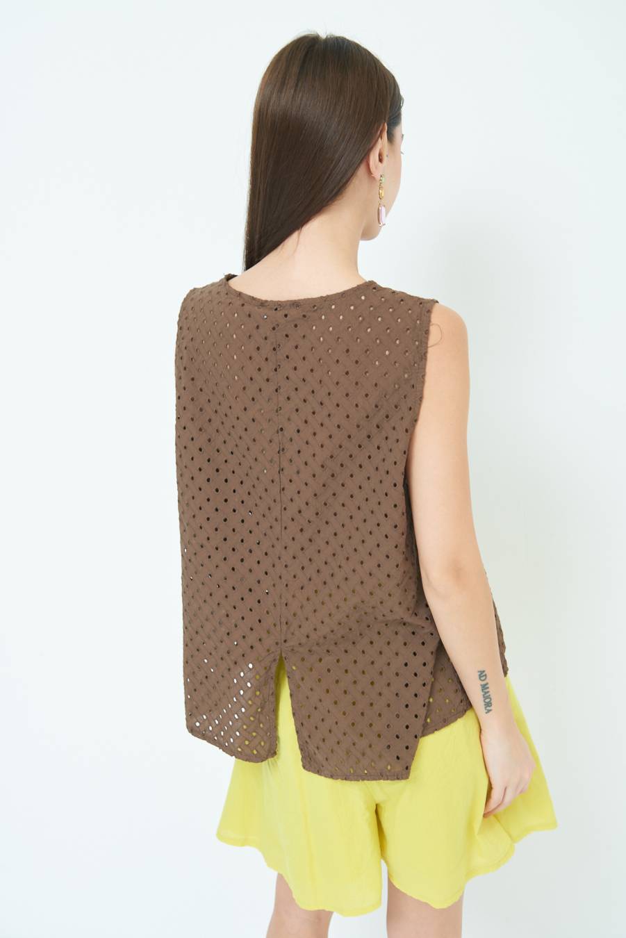 Kikisix TOP SMANICATO SANGALLO CIOCCOLATO