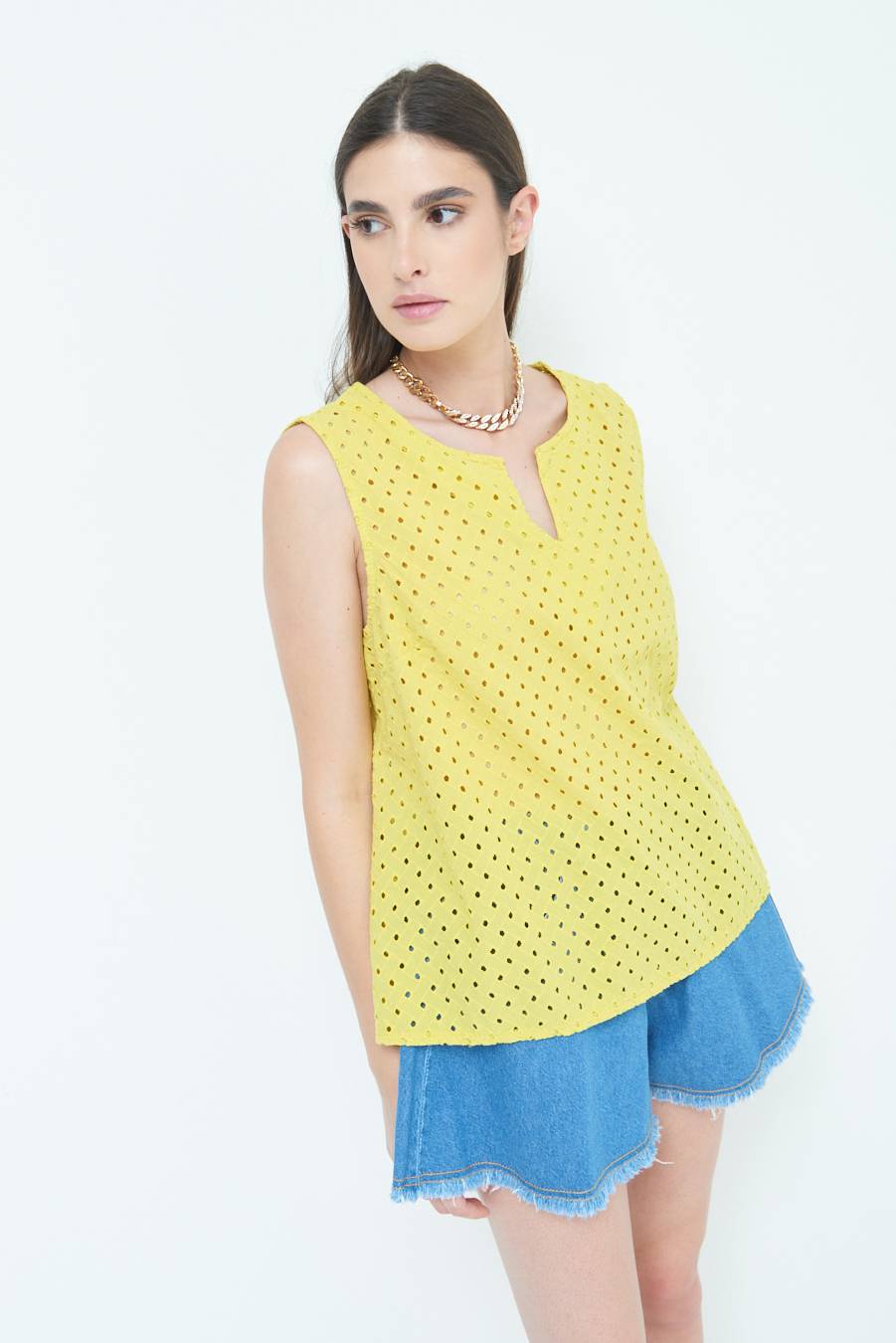 Kikisix TOP SMANICATO SANGALLO LIMONE