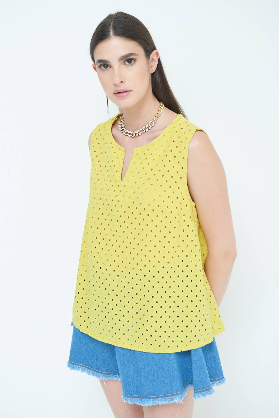 Kikisix TOP SMANICATO SANGALLO LIMONE