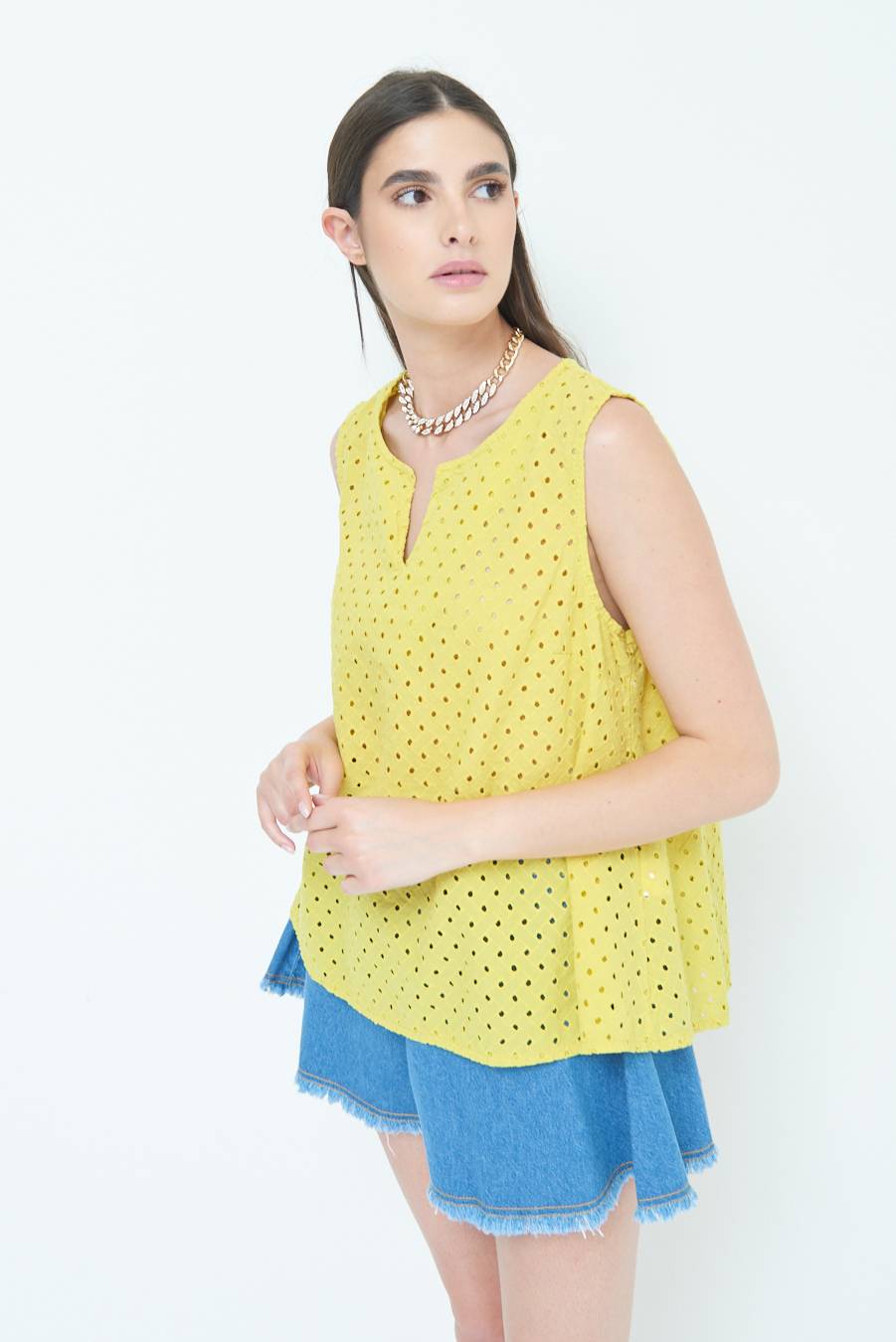 Kikisix TOP SMANICATO SANGALLO LIMONE