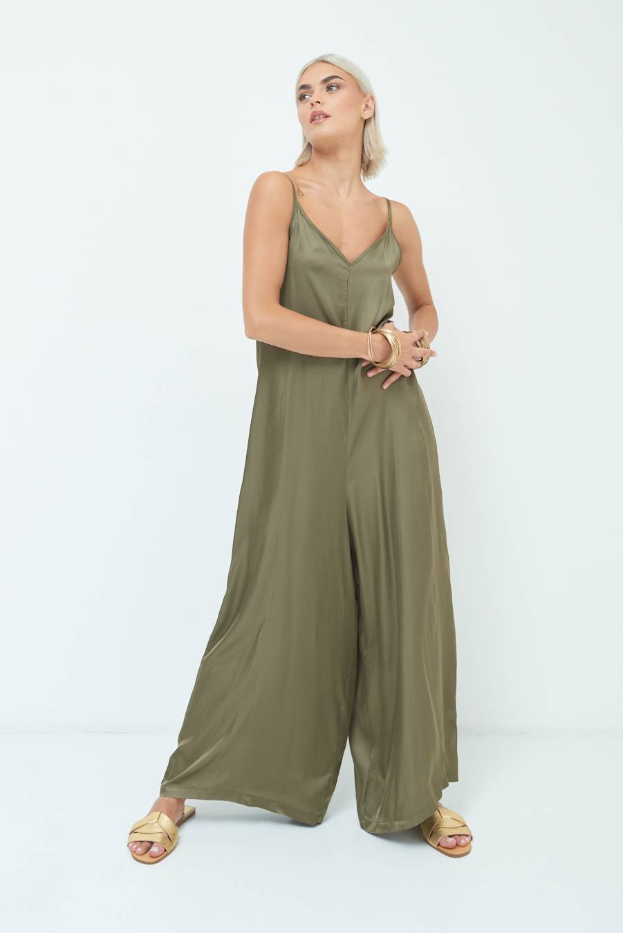 Kikisix TUTA PALAZZO RASO VERDEMILITARE