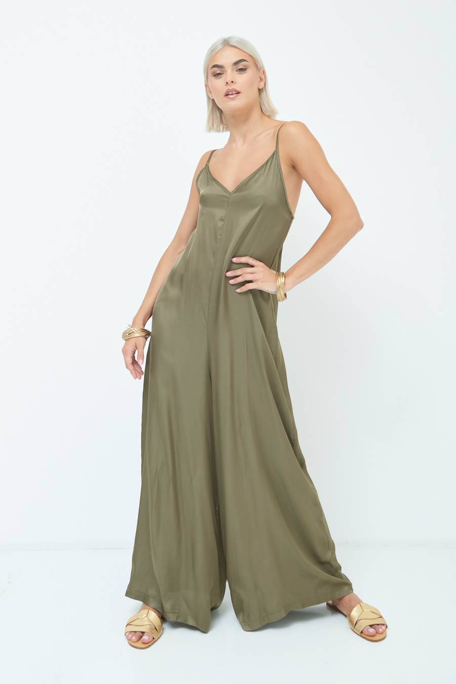 Kikisix TUTA PALAZZO RASO VERDEMILITARE