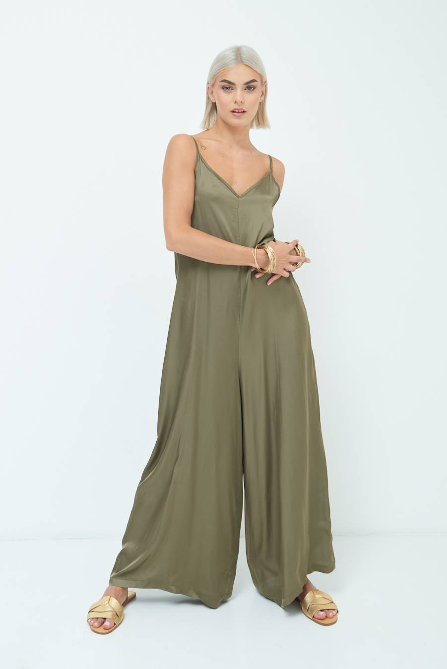 Kikisix TUTA PALAZZO RASO VERDEMILITARE