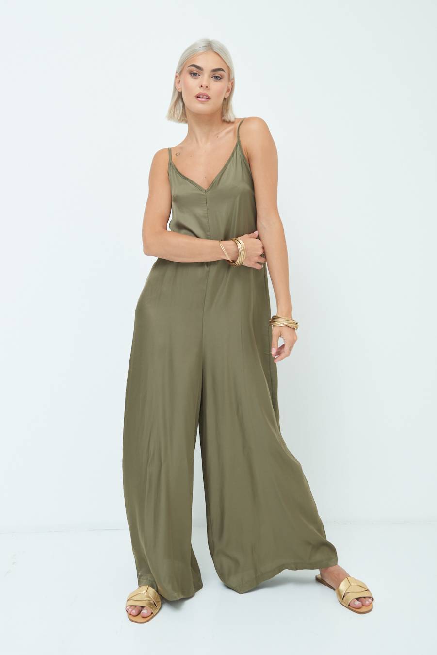 Kikisix TUTA PALAZZO RASO VERDEMILITARE