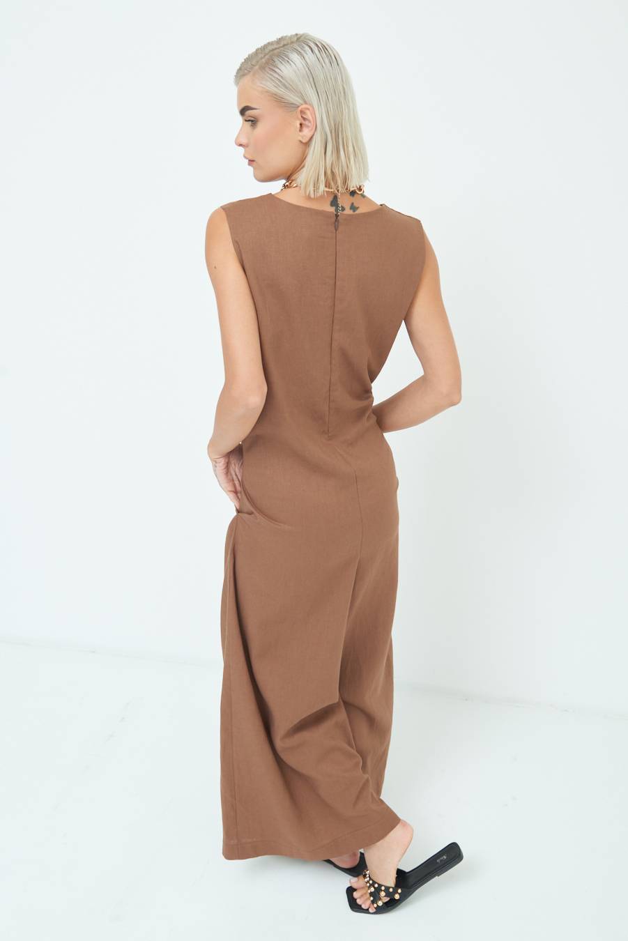 Kikisix TUTA SMANICATA PANTA PALAZZO CIOCCOLATO