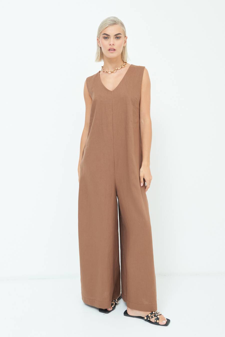 Kikisix TUTA SMANICATA PANTA PALAZZO CIOCCOLATO