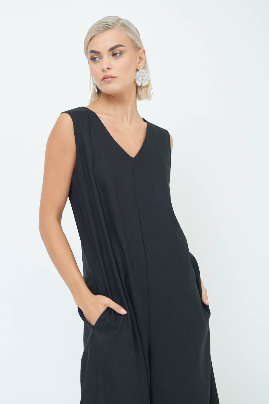 Kikisix TUTA SMANICATA PANTA PALAZZO NERO