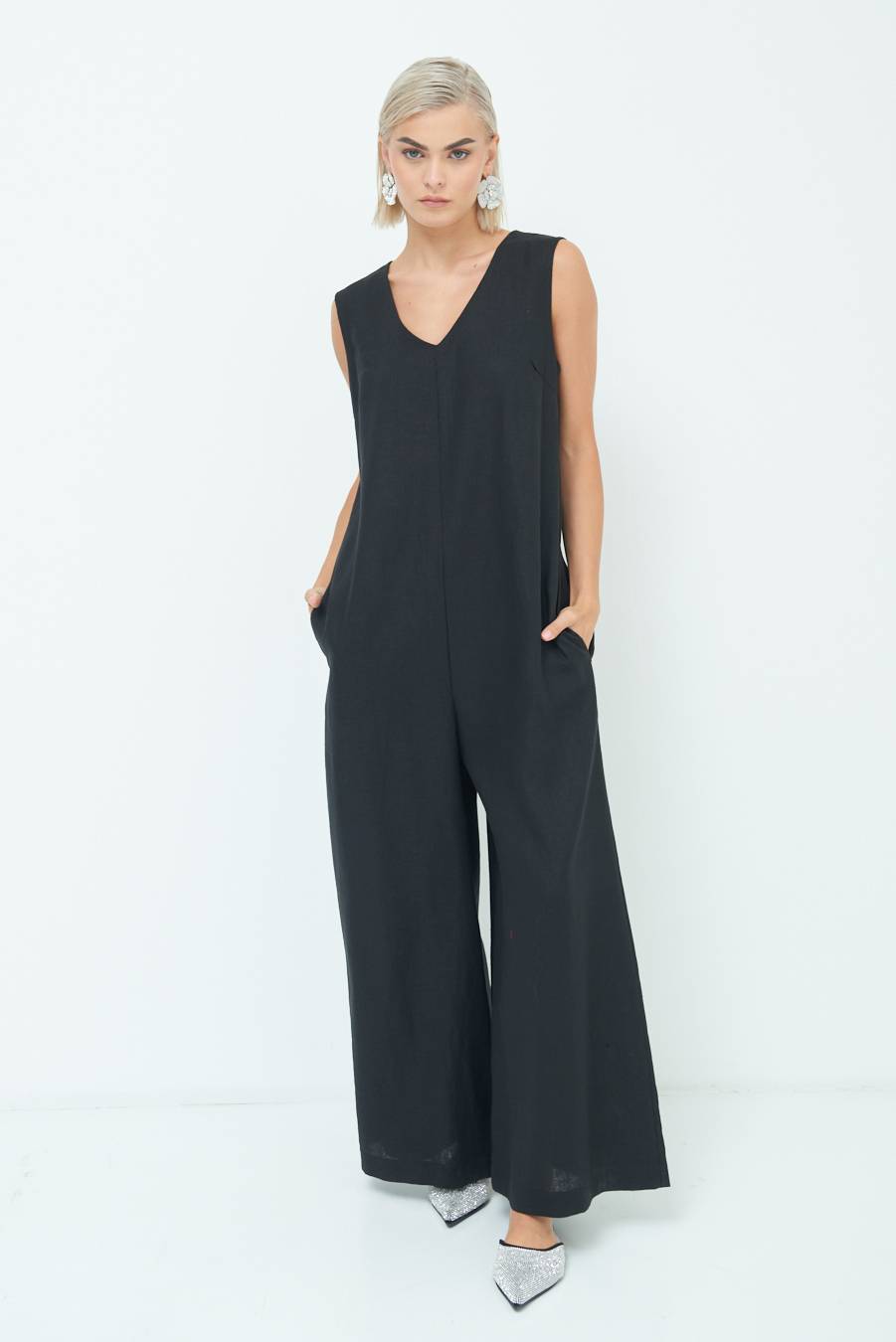 Kikisix TUTA SMANICATA PANTA PALAZZO NERO