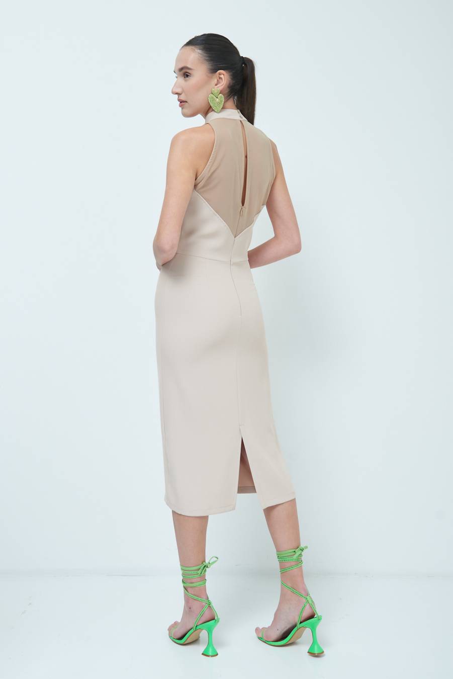 Kikisix VESTITO CADI+RETE CAMMELLO