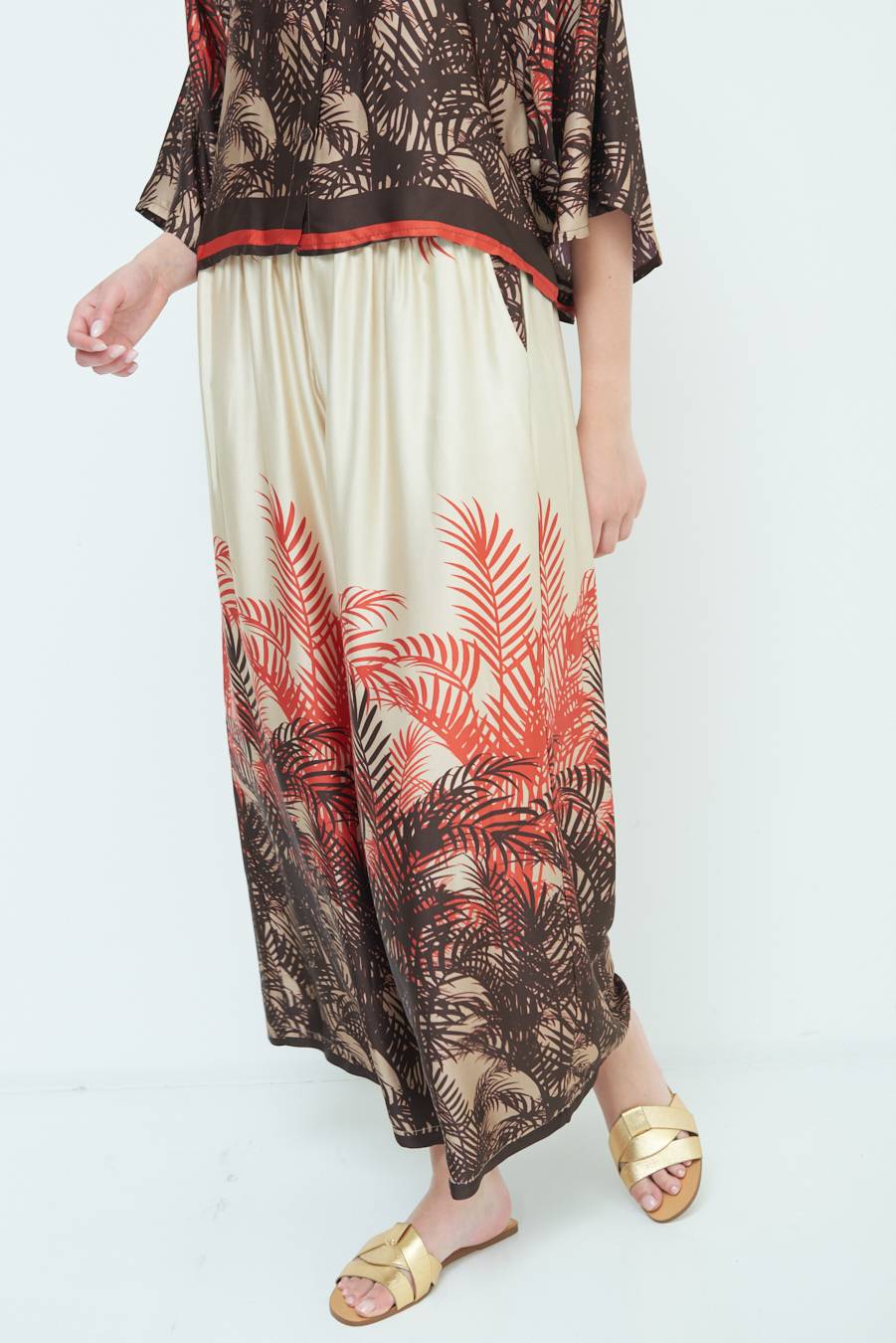 Kikisix PANTALONE PALAZZO FANTASIA BALZA MORO/ARANCIO