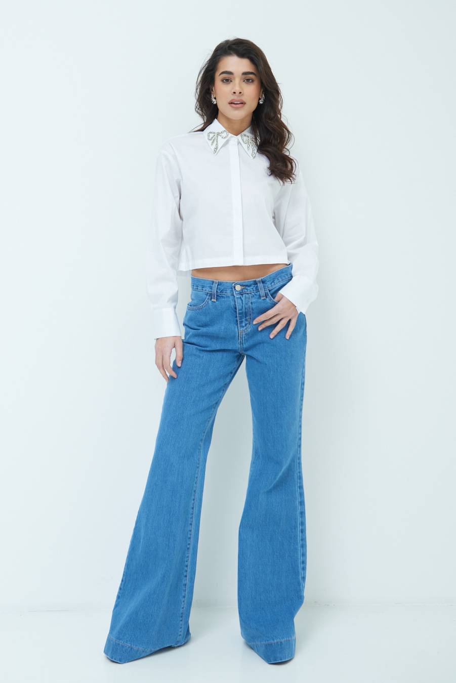 Kikisix PANTALONE ZAMPA CON RIBALTA DOPPIO STONE JEANS