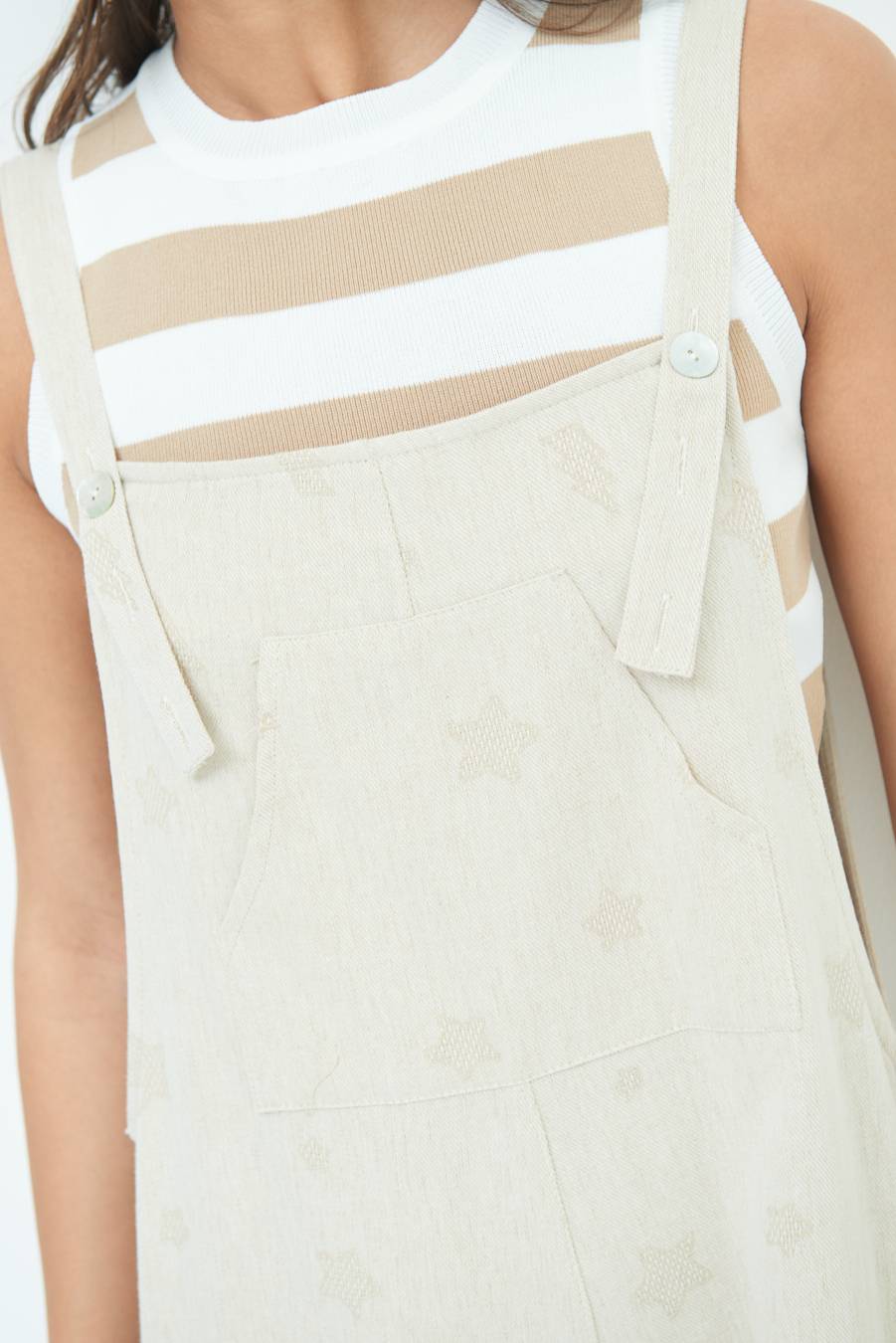 Kikisix SALOPETTE BERMUDA CON STELLE E FULMINI BEIGE