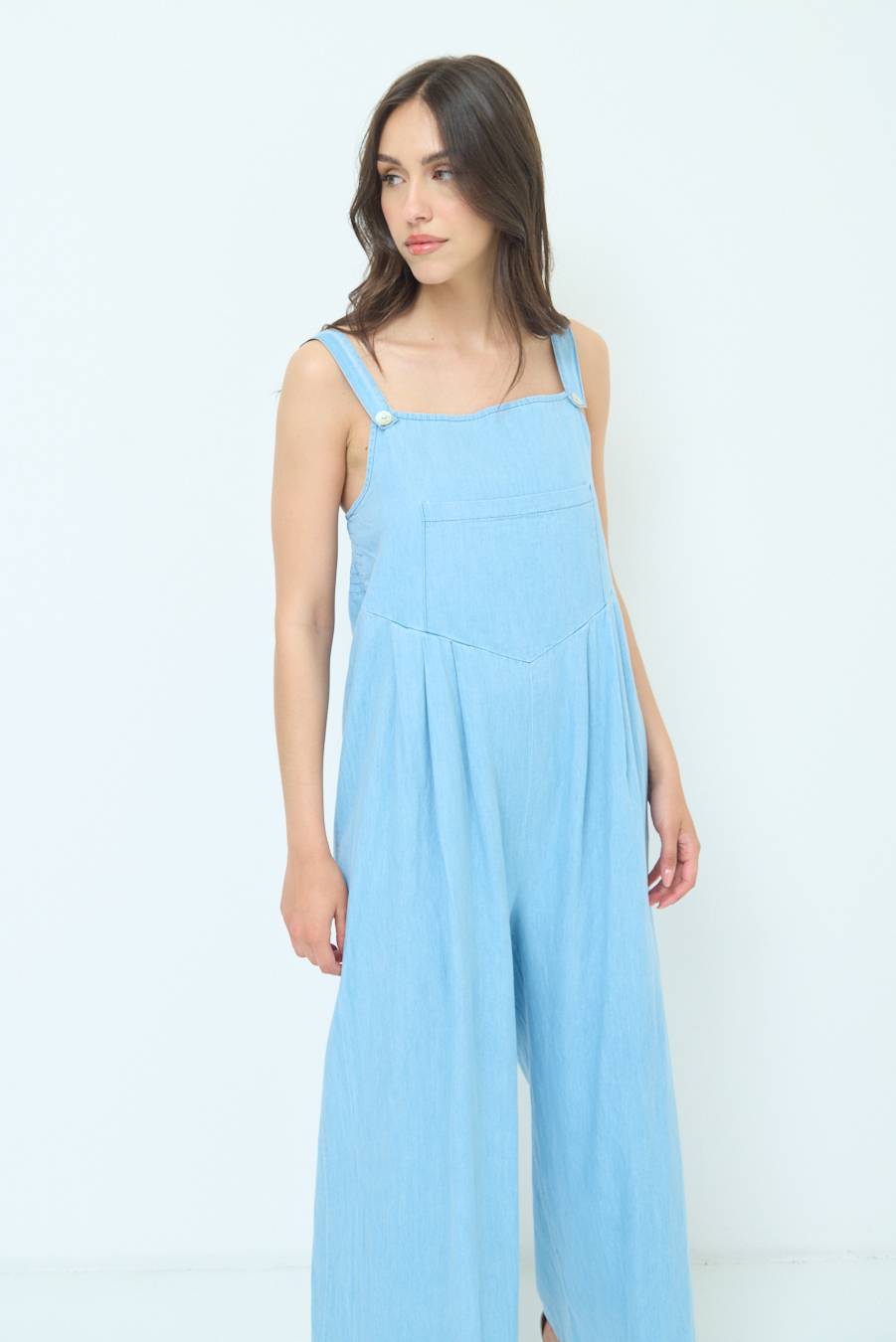 Kikisix SALOPETTE TASCA DAVANTI CHAMBRAY BLU CHIARO