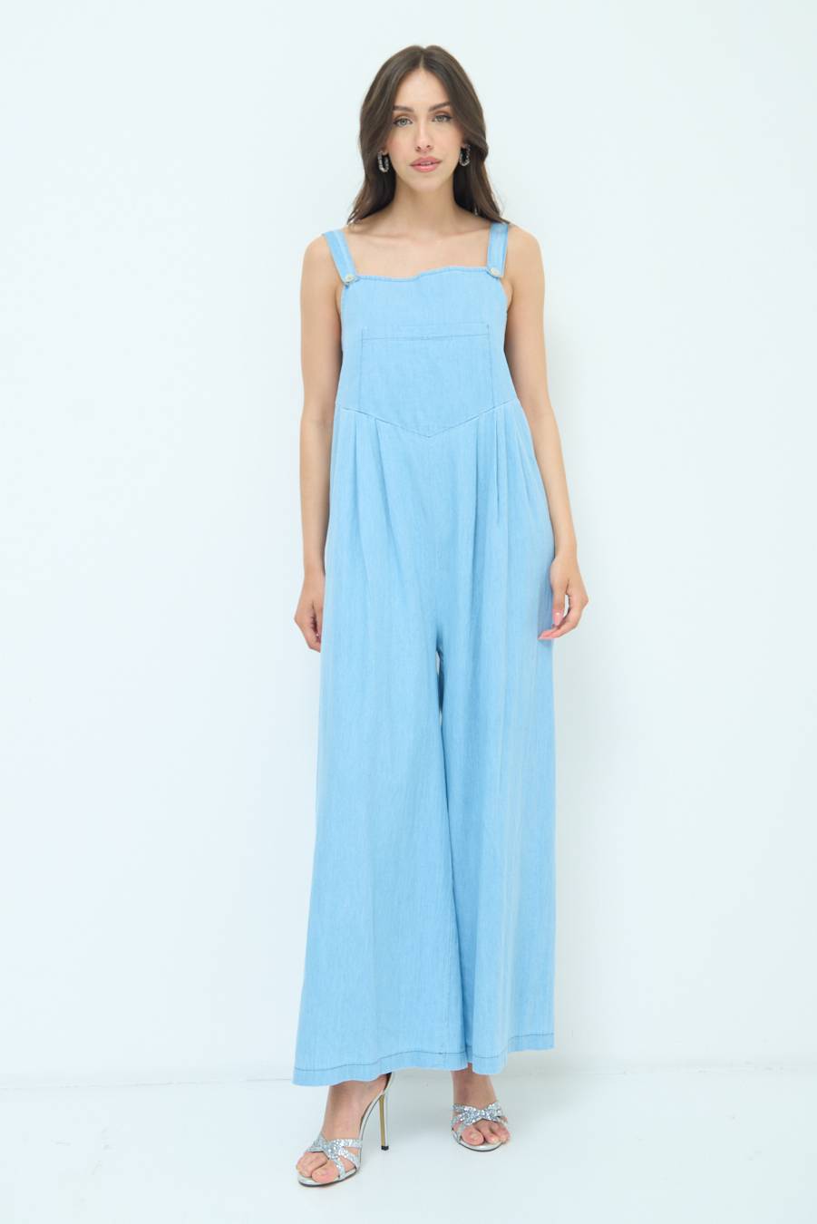 Kikisix SALOPETTE TASCA DAVANTI CHAMBRAY BLU CHIARO