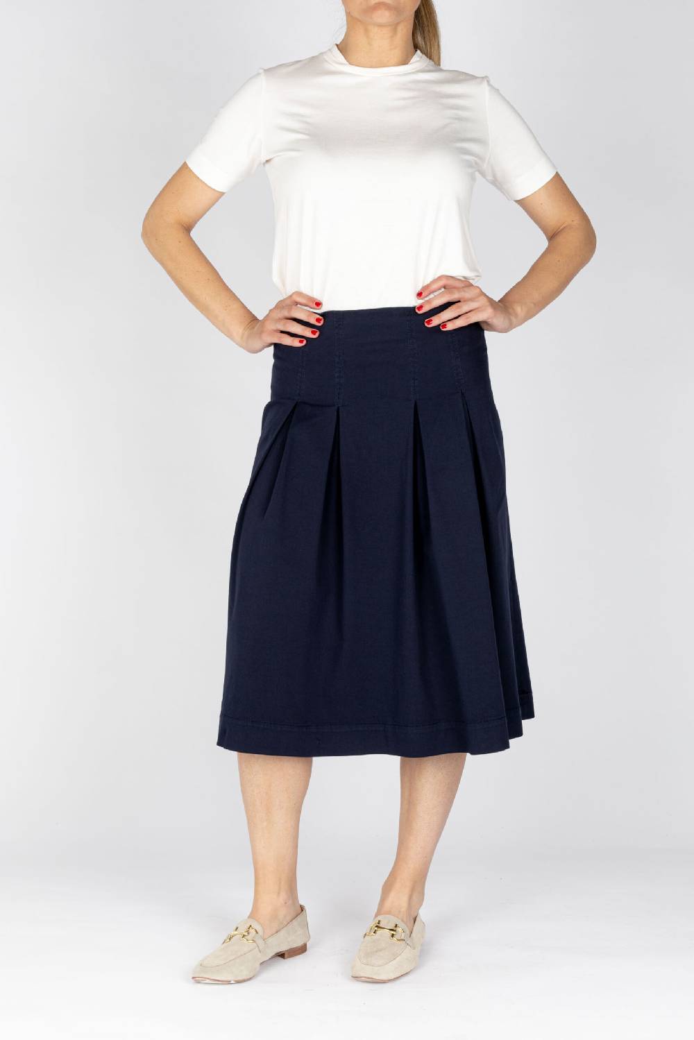 L.Pucci Gonna Svasata A Vita Leggermente Alta Tessuto Gabardina Stretch Colore Blu