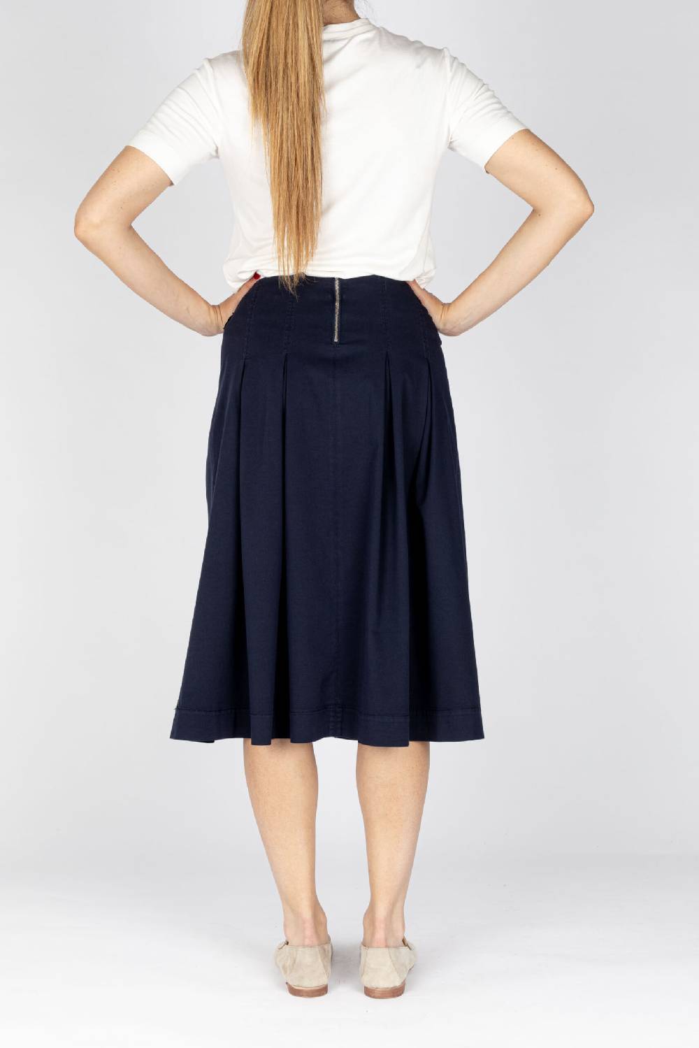 L.Pucci Gonna Svasata A Vita Leggermente Alta Tessuto Gabardina Stretch Colore Blu