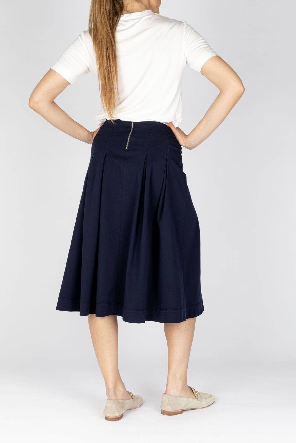 L.Pucci Gonna Svasata A Vita Leggermente Alta Tessuto Gabardina Stretch Colore Blu