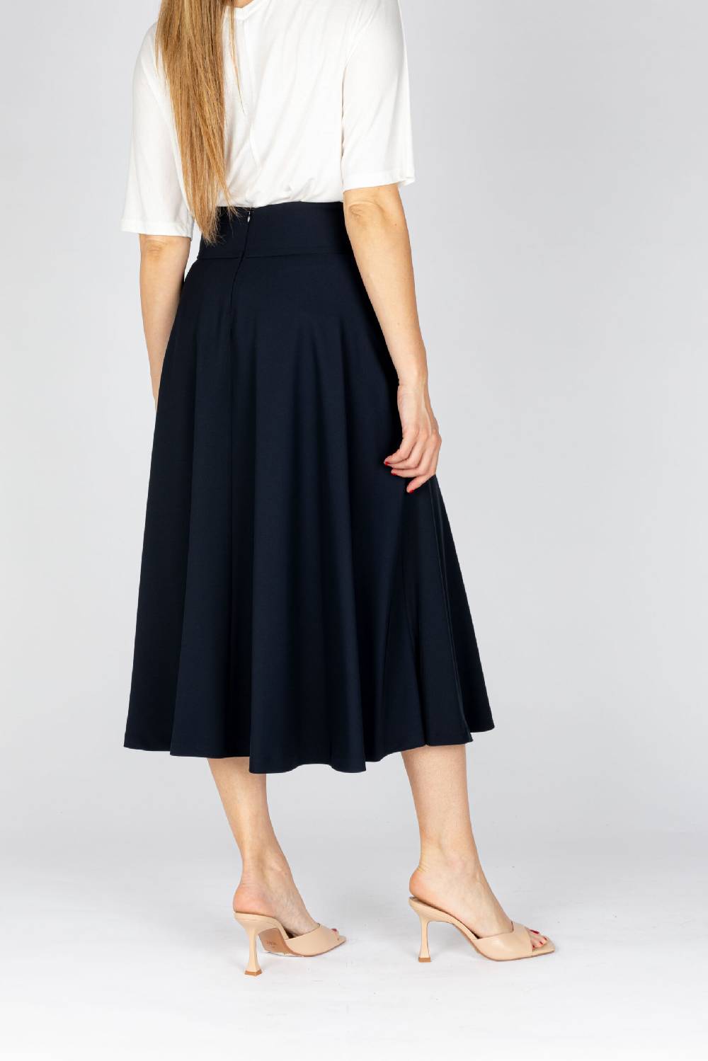 L.Pucci Gonna Svasata Lunga A Metà Polpaccio Tessuto Cady Colore Blu