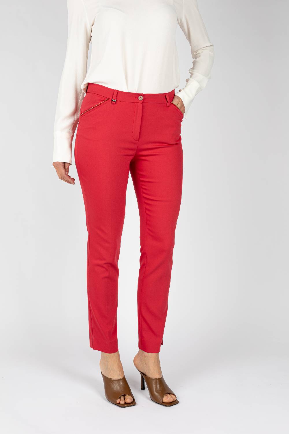 L.Pucci Pantaloni Colore Rosso, Linea A Sigaretta