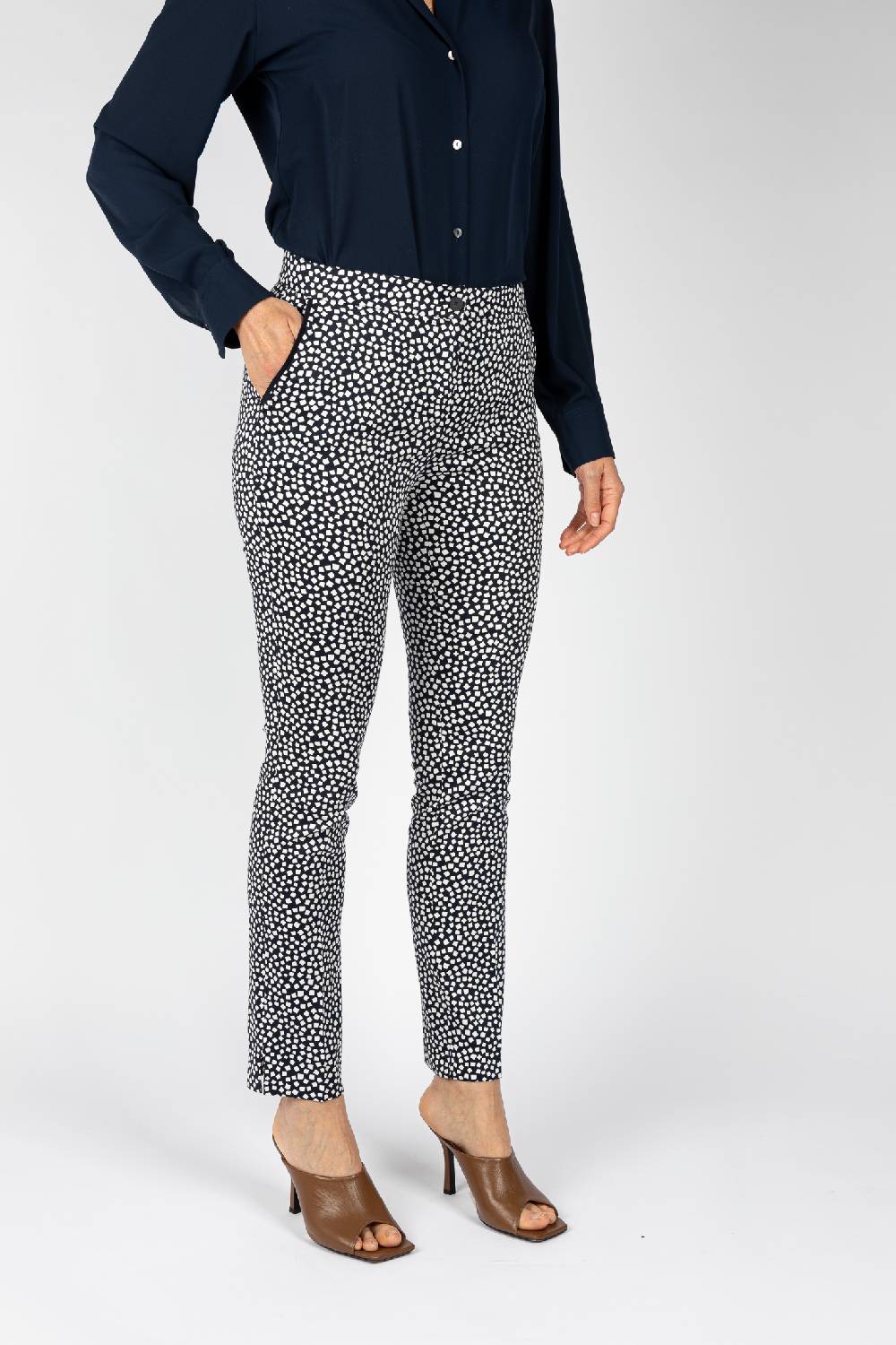 L.Pucci Pantaloni Da Donna Blu Linea Dritta Spacchetti Al Fondo
