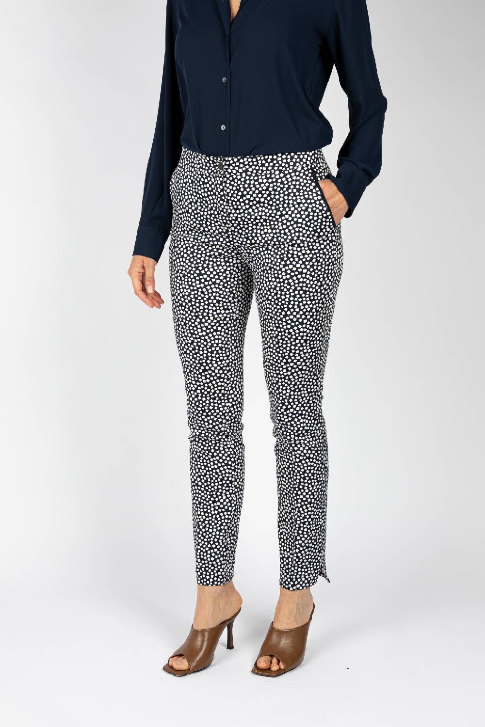 L.Pucci Pantaloni Da Donna Blu Linea Dritta Spacchetti Al Fondo