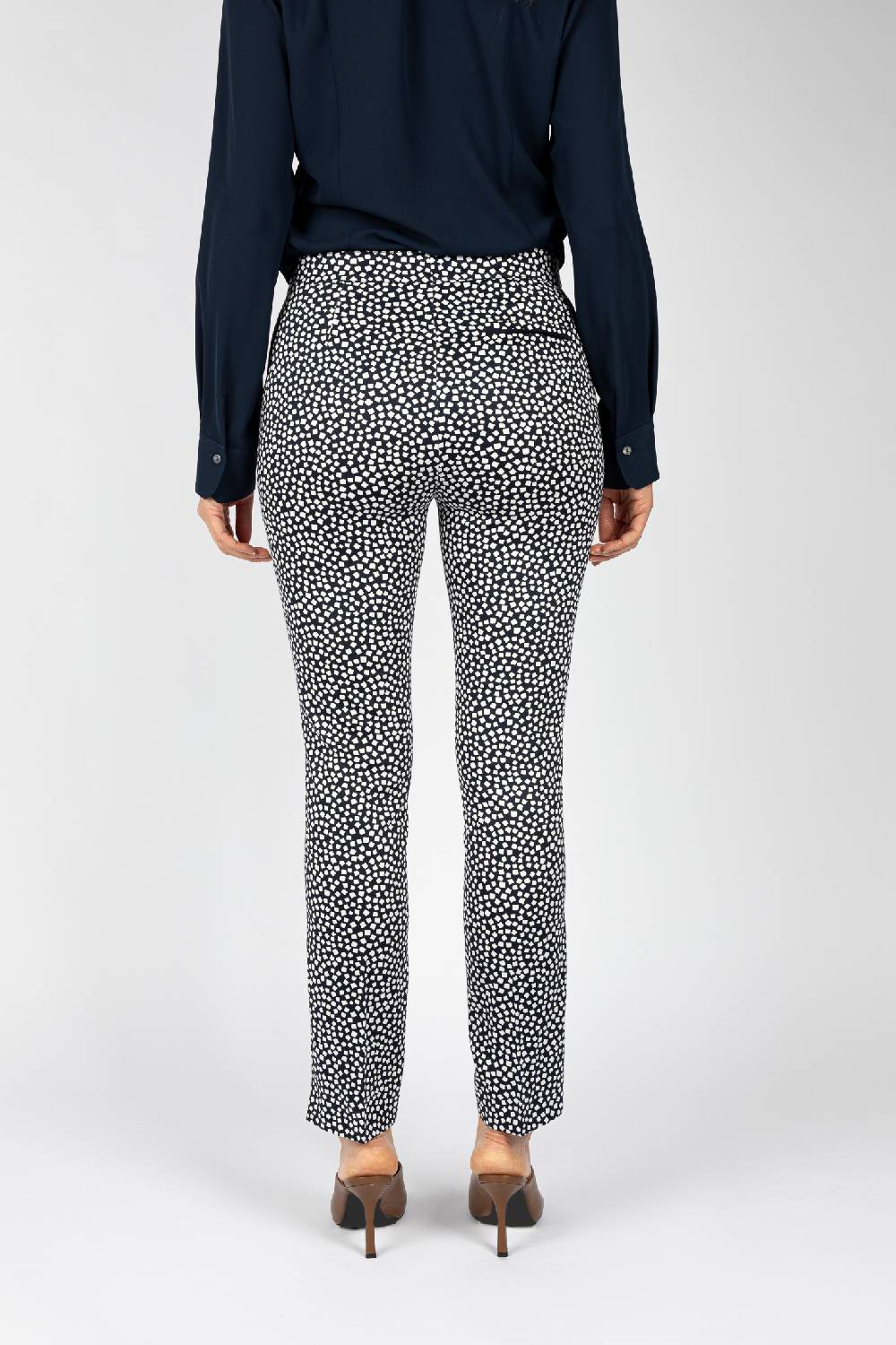 L.Pucci Pantaloni Da Donna Blu Linea Dritta Spacchetti Al Fondo