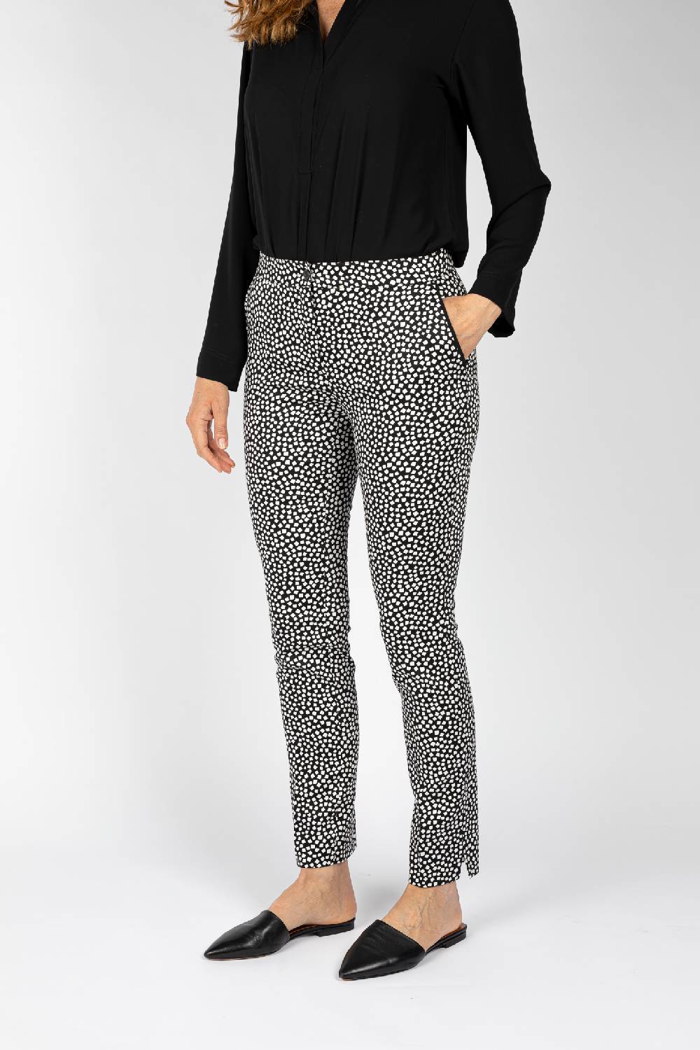 L.Pucci Pantaloni Da Donna Nero Linea Dritta Spacchetti Al Fondo